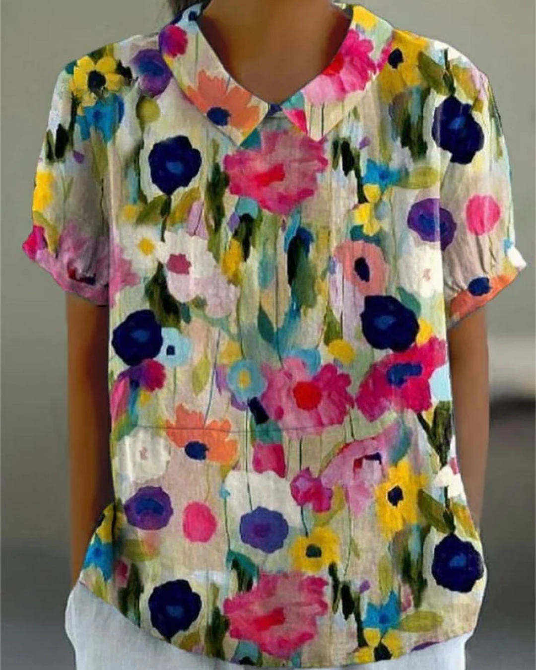 Beatrix | Retro Floral Cotton-Linen Shirt